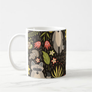 Funny Raccoons Vintage Illustration Pattern Coffee Mug