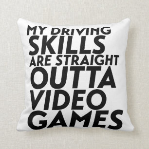 Funny Racing Car Video Games for Nerd Geek Gamer Cushion