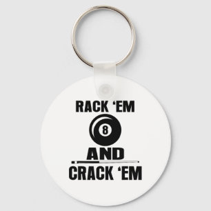 Funny Rack Em And Crack Em Billiard Pool Billiards Key Ring