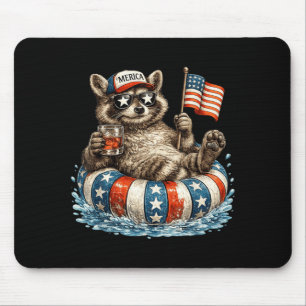 Funny Racoon 4th Of July America Patriotic Lover Mouse Mat