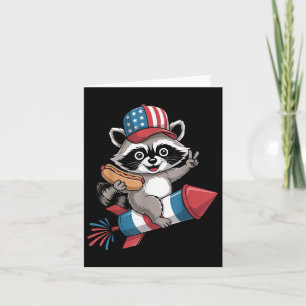 Funny Racoon 4th Of July Hot Dog Fourth Of July Card