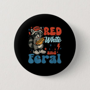 Funny Racoon 4th Of July Patriotic Cute Red White 6 Cm Round Badge