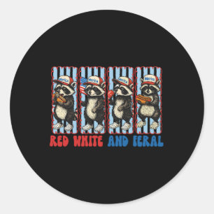 Funny Racoon 4th Of July Patriotic Cute Red White Classic Round Sticker