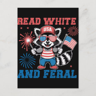 Funny racoon 4th of july patriotic cute red white holiday postcard