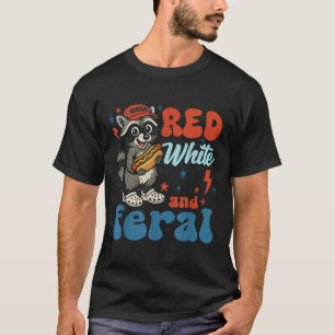 Funny Racoon 4th Of July Patriotic Cute Red White T-Shirt