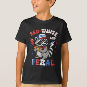Funny Racoon 4th Of July Patriotic Cute Red White T-Shirt
