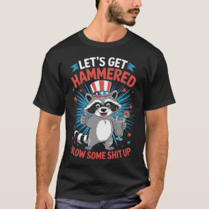 Funny Racoon 4th of July Patriotic Design T-Shirt