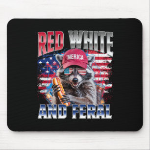 Funny Racoon 4th Of July Usa Patriotic Red White Mouse Mat