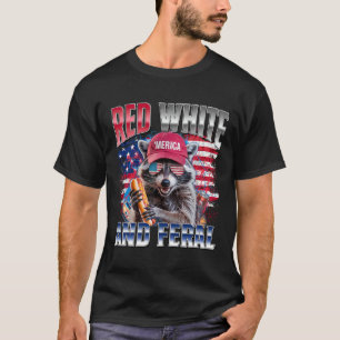Funny Racoon 4th Of July Usa Patriotic Red White T-Shirt
