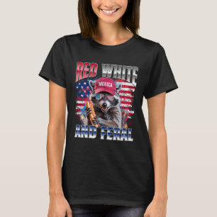 Funny Racoon 4th Of July Usa Patriotic Red White T-Shirt