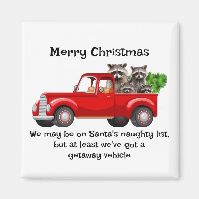 Funny Racoon Animal Christmas Magnet (Front)