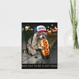 Funny Racoon Bad Day To Be A Hot Dog 4th Of July Card