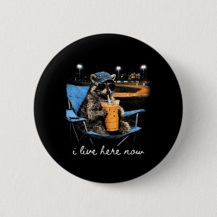 Funny Racoon Ballfield Baseball Field I Live Here 6 Cm Round Badge