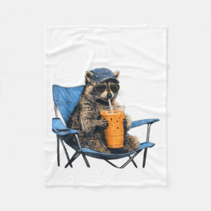 Funny Racoon Ballfield Baseball Field I Live Here Fleece Blanket
