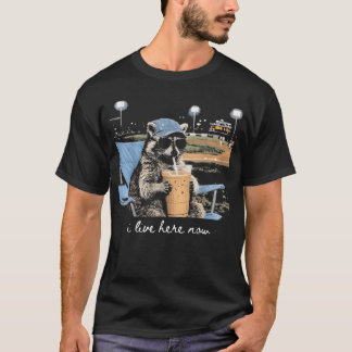 Funny Racoon Ballfield Baseball Field I Live T-Shirt