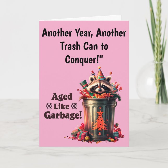 Funny Racoon Birthday Greeting Design Card (Front)