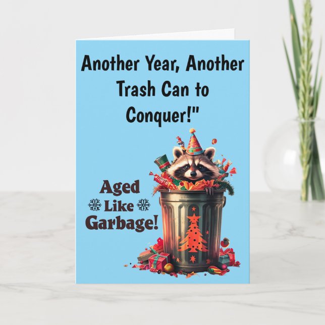 Funny Racoon Birthday Greeting Design Card (Front)