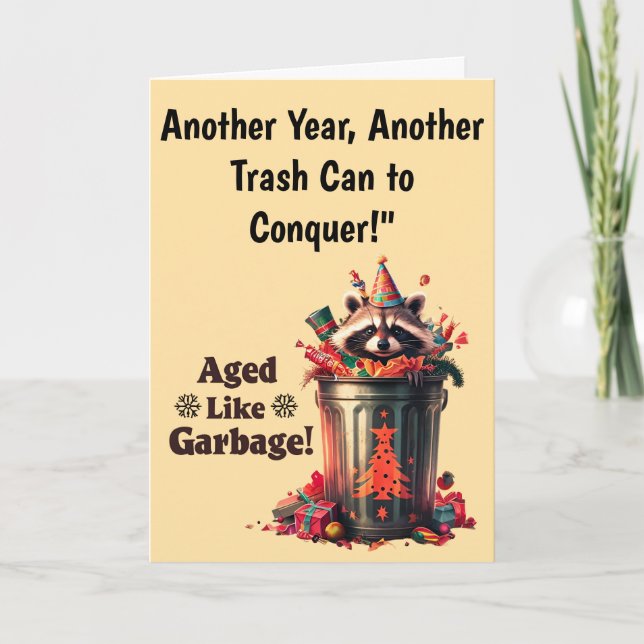 Funny Racoon Birthday Greeting Design Card (Front)