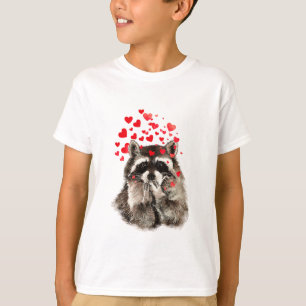 Funny Racoon Blowing kisses & Love Hearts T-Shirt