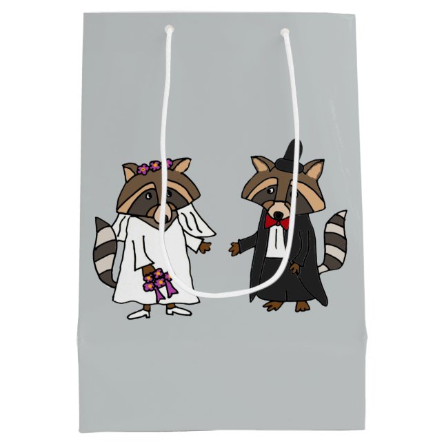 Funny Racoon Bride and Groom Gift Bag (Back)