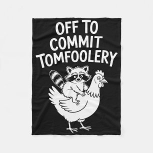 Funny Racoon Chicken Adventure Humour Animal Lover Fleece Blanket