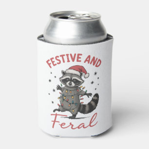 Funny Racoon Christmas Feral Meme Xmas  Can Cooler