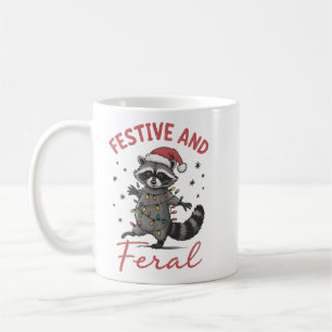 Funny Racoon Christmas Feral Meme Xmas  Coffee Mug