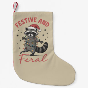 Funny Racoon Christmas Feral Meme Xmas Small Christmas Stocking