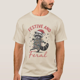 Funny Racoon Christmas Feral Meme Xmas  T-Shirt