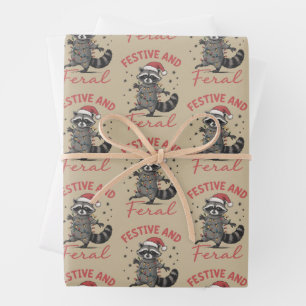 Funny Racoon Christmas Feral Meme Xmas  Wrapping Paper Sheet