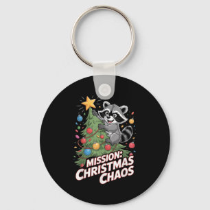 Funny Racoon Christmas Trash Panda Xmas Key Ring