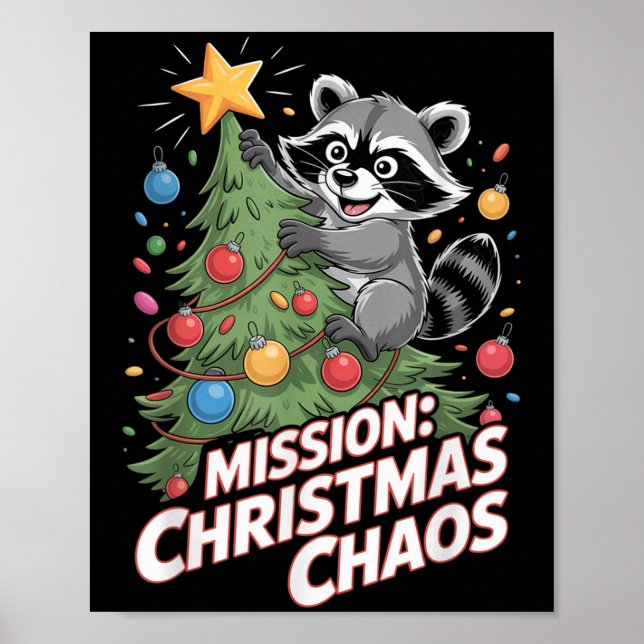 Funny Racoon Christmas Trash Panda Xmas  Poster (Front)