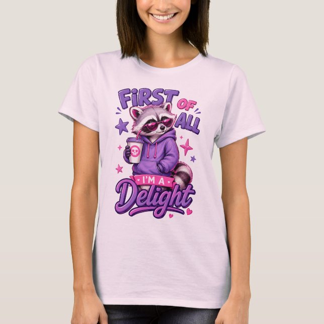 Funny Racoon Confidence Graphic T-Shirt for Every (Front)
