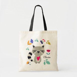 Funny Racoon   Custom Name Gift Tote Bag