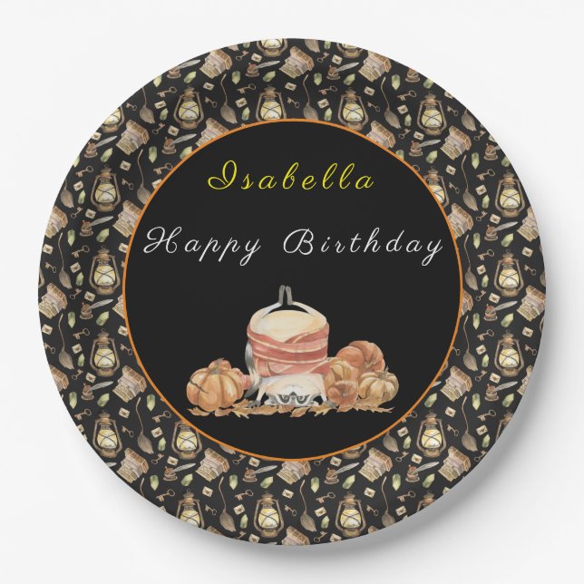 Funny Racoon Customise Text and Colour Paper Plate (Front)