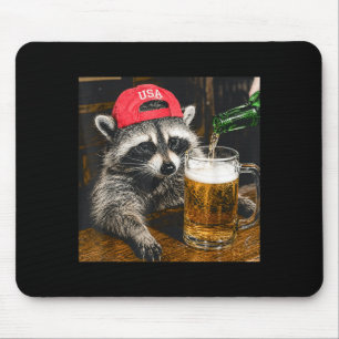 Funny Racoon Drinking Beer Usa Hat Patriotic Mouse Mat