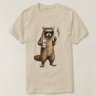 Funny Racoon Drinking Diet drink– Cool Sunglasses T-Shirt
