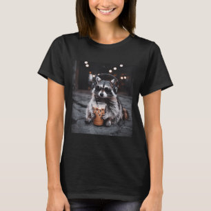 Funny racoon drinking iced coffee animal meme men T-Shirt