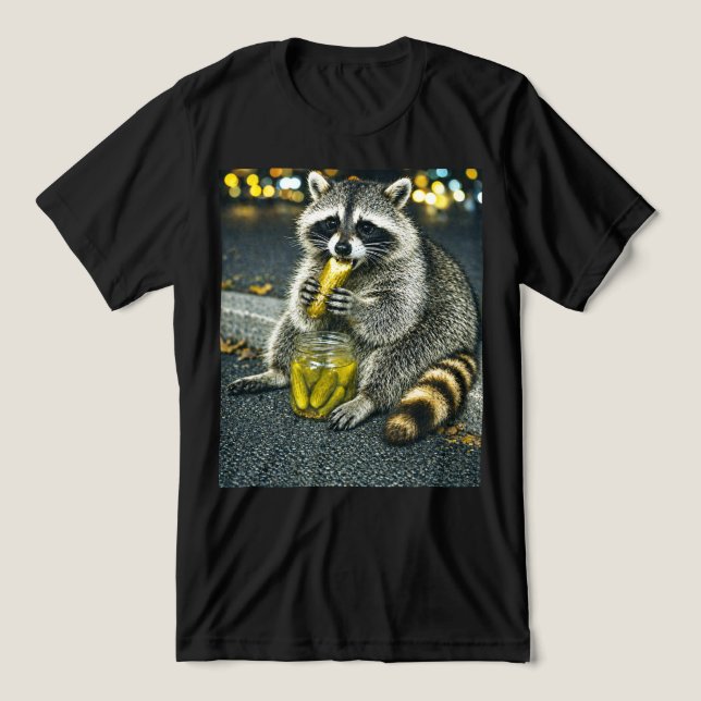 Funny Racoon Eating Pickles Meme  Tri-Blend Shirt (Design Front)