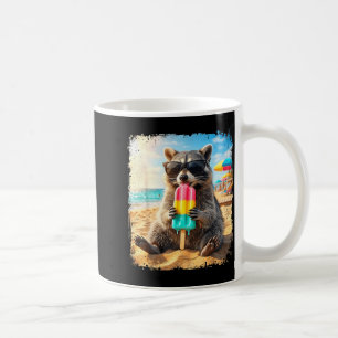 Funny racoon eating popsicle summer animal coffee mug