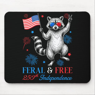 Funny Racoon Feral But America 250th Anniversary Mouse Mat