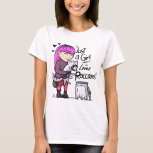 Funny Racoon Gift Kids Cool Just A Girl Who Loves T-Shirt