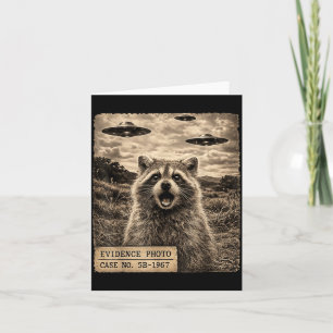 Funny Racoon Graphic Alien Ufo Evidence Photo Card
