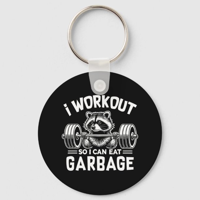Funny Racoon Gym Fitness I Workout So I Can Eat G Key Ring (Front)