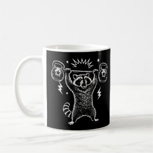 Funny Racoon Gym Workout Hilarious Weightlifti Coffee Mug