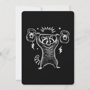 Funny Racoon Gym Workout Hilarious Weightlifti Invitation
