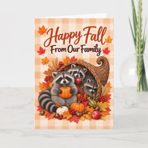 Funny Racoon Happy Fall From Our Family Card