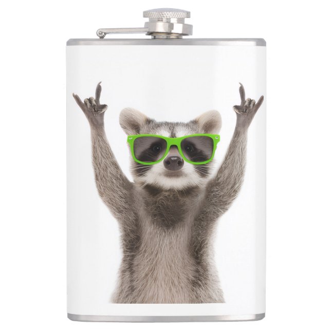Funny racoon hip flask (Front)