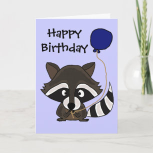 Funny Racoon Holding Balloon Card