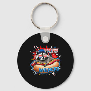 Funny Racoon Hot Dog 4th Of July Bbq Party Humour Key Ring